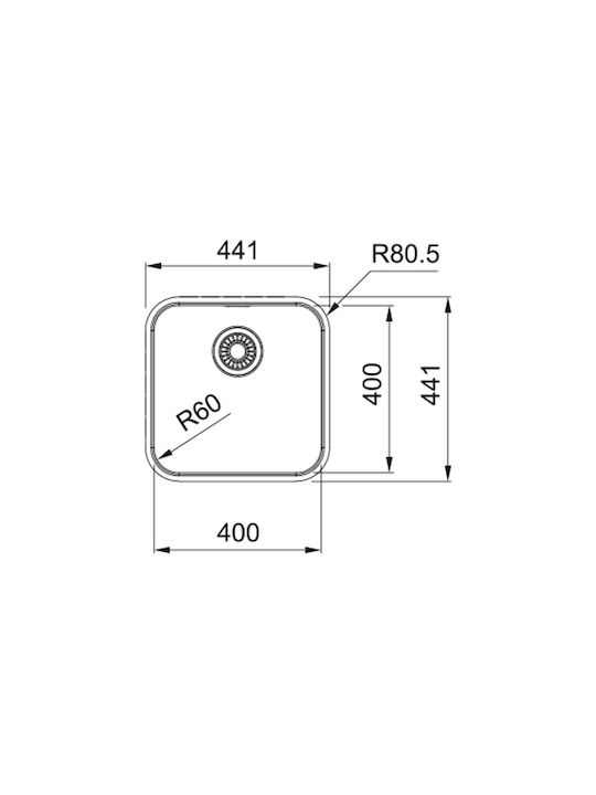 Franke Smart Bowl Srx 21040 Υποκαθήμενος Νεροχύτης Inox Brushed Μ44.1xΠ44.1cm Ασημί