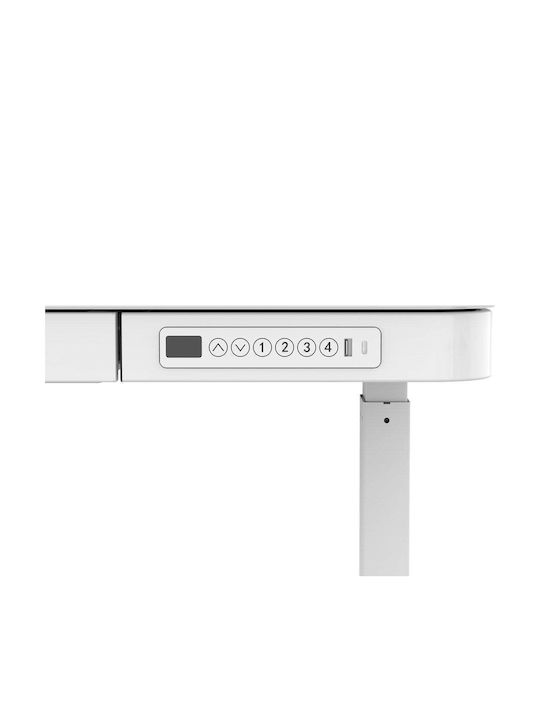 Schreibtisch Holz White mit Metallbeinen & verstellbarer Höhe 140x70cm