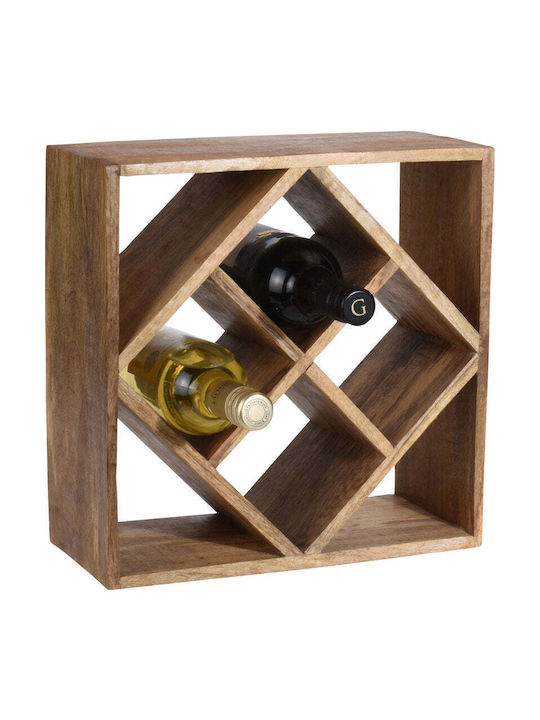 Suport pentru sticle Cu picioare Suport pentru Sticle Lemn pentru 4 Sticle Maro 33x33x15εκ.