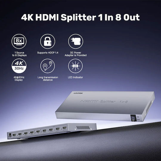 Unitek Hdmi Splitter 1x8 4k30hz V1132a
