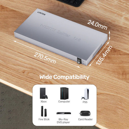 Unitek Hdmi Splitter 1x8 4k30hz V1132a