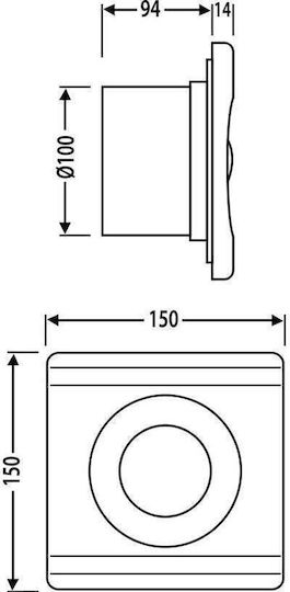 Vito Venti 8005170 Επιτοίχιος Εξαεριστήρας Μπάνιου 100mm Ασημί