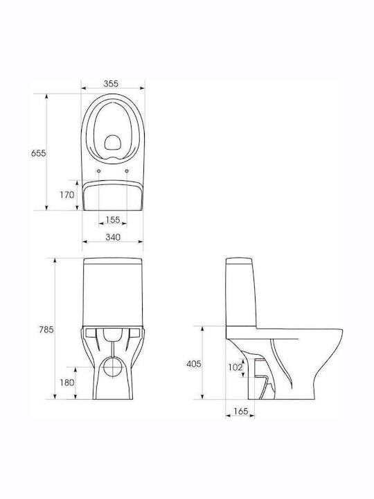 Cersanit Тоалетна, стояща на пода с тоалетна чиния с Стройна Капак Duroplast Бяла Cersanit Тоалетна, стояща на пода с тоалетна чиния с Стройна Капак Duroplast Бяла
