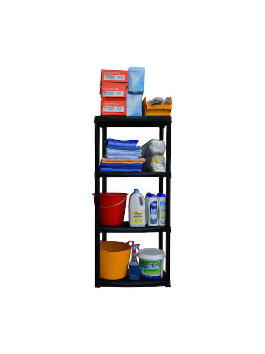 Plastic Outdoor Shelving Unit with 4 Shelves Black Linea Tempo 60x30x133cm