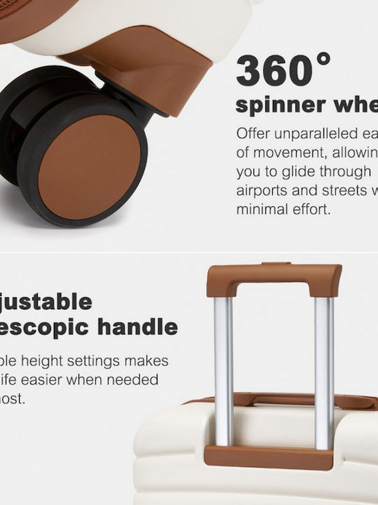 Miss Lulu Reisekoffer Kabine Cream und Braun mit 4 Räder Höhe 55cm
