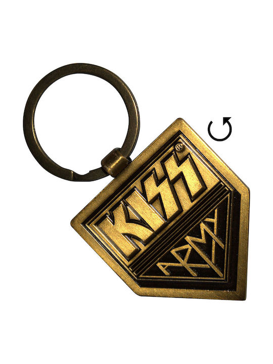 Metallic Keychain Kiss Double Sided Gold Army Keychain Kisskey20