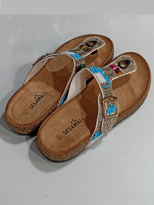 Flache Sandalen für Damen Anatomisch in Weiß Farbe