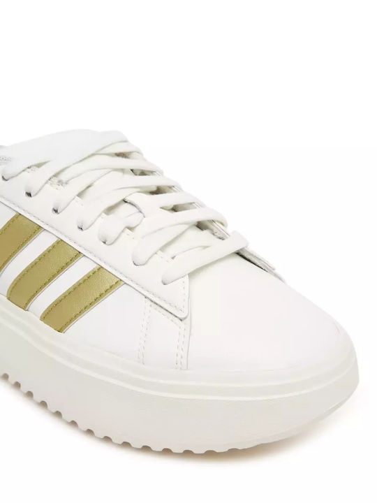 adidas Grand Court Flatforms Sneakers White Gold