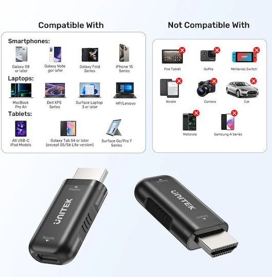 Unitek Μετατροπέας USB-C female σε HDMI male 1τμχ V1187ABK01