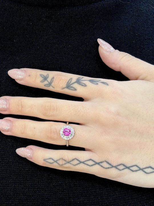 Mentzos Ring with Zircon made of Silver