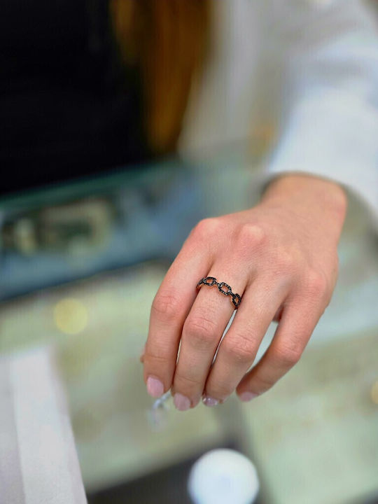 Mentzos Women's Silver Gold Plated Ring