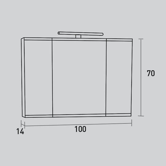 Pro Bagno Badezimmerspiegel LED aus Spanplatte mit Schrank 100x70cm Beige