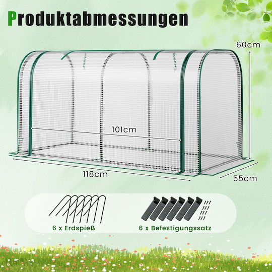 Costway GT4291WH Greenhouse with Metal Frame 1.18x0.55x0.6m