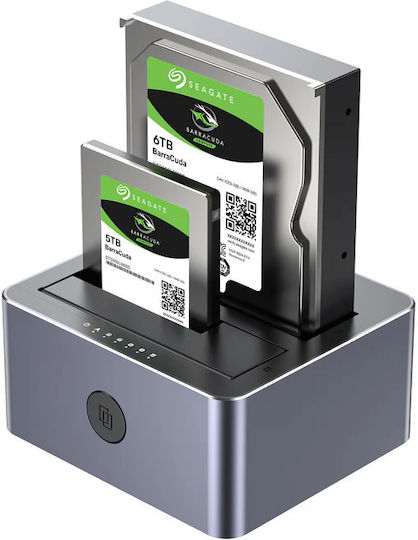 Unitek SATA6G Dual Bay HDD Docking Station Aluminum Black Y-3026
