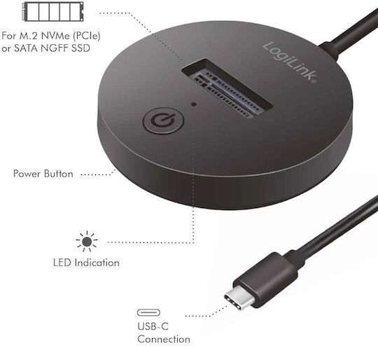 Logilink USB Adapter M.2 NVMe PCIe SATA NGFF to USB 3.2 Gen 2 Max Speed 10 Gb/s Black