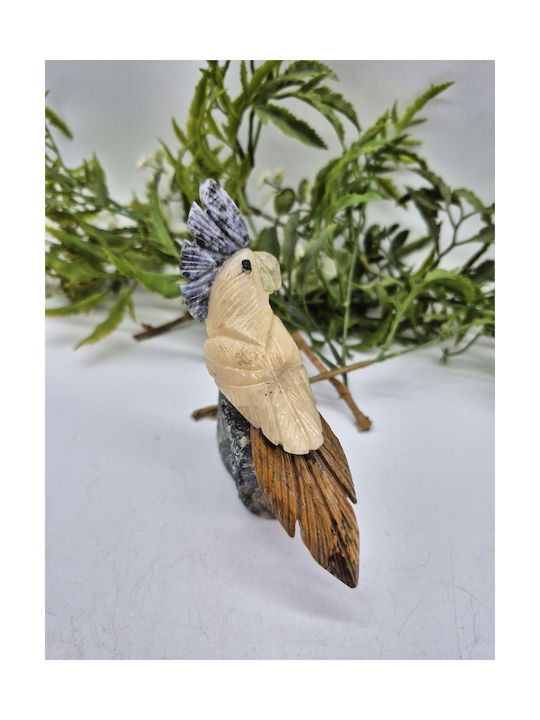 Handmade Carved Decorative Parrot With Natural Semi-Precious Stones