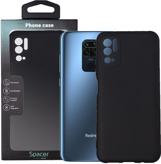 Калъф За Мобилен Телефон Xiaomi Redmi Note 10 S Spacer 2 Мм Дебелина Гъвкав Силиконов Материал + Микрофибър Вътрешен Черен