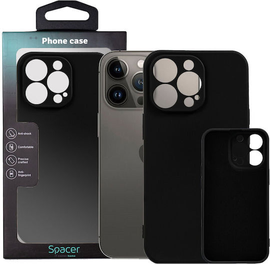 Husă Telefon Spacer iPhone 13 Pro Grosime 2 Mm Material Silicon Flexibil Interior Microfibră Neagră sppc-ap-ip13p-slk