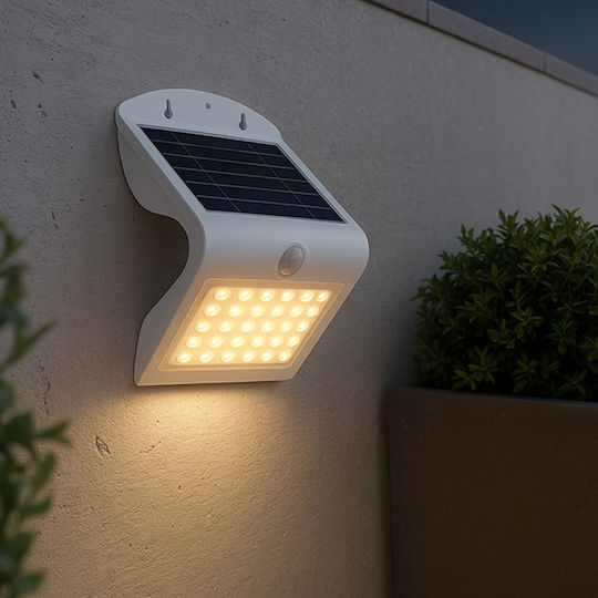 123led Wall Mounted Solar Light 4W 500lm Warm White 3000K with Motion Sensor and Photocell IP65