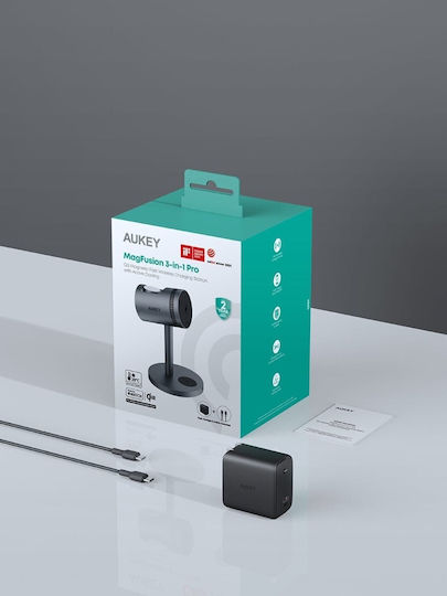 Aukey Ασύρματος Φορτιστής Qi2 Γκρι (LC-MC311A MagFusion)