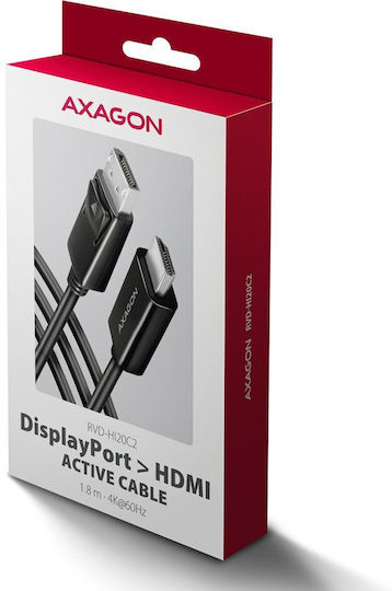 Axagon Кабел DisplayPort мъжки - HDMI мъжки 1.8м Черен