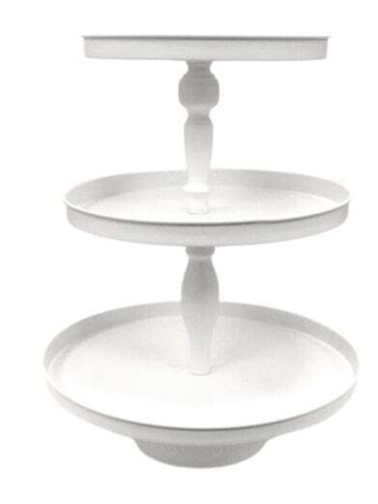 Faitakis Pack Metallic Dessert Tower Stand with 3 Tiers White Ø36cm 45x36cm