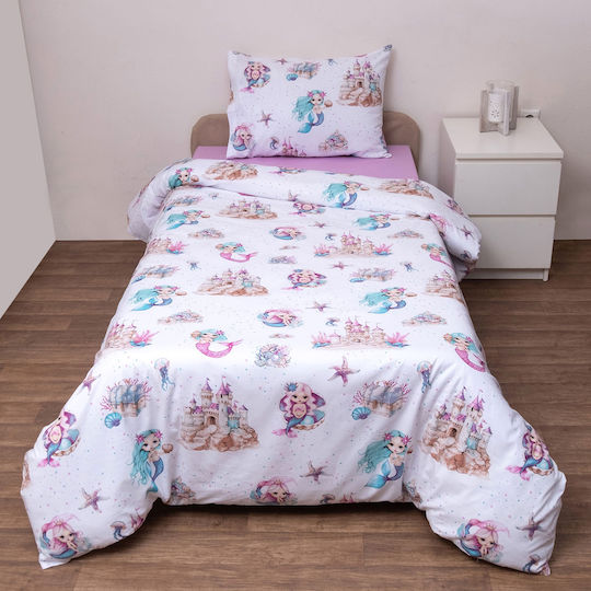 Viopros Set Cearceafuri Single Bumbac Alb 160x260cm 3 Bucăți