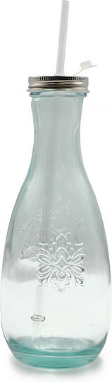 Authentic Eco-friendly Glass Water Bottle with Screw Cap Beige 600ml