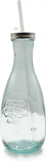 Authentic Eco-friendly Glass Water Bottle with Screw Cap Beige 600ml