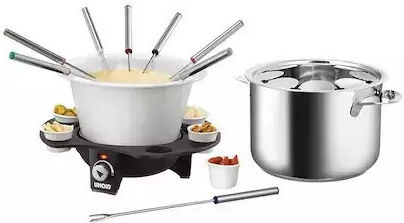 Unold Elegance Electric Metallic Fondue Pot for 8 Persons Silver 1000W 16x16x21cm