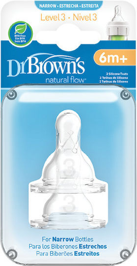 Dr. Brown's Silicone Bottle Teats Medium Flow for 3+ Months 2 Pieces
