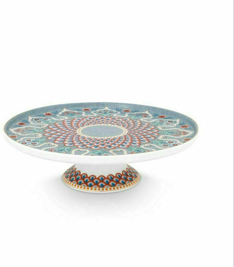 PiP Studio Flower Festival Τουρτιέρα Κεραμική με Πόδι Light Blue 21x21εκ.