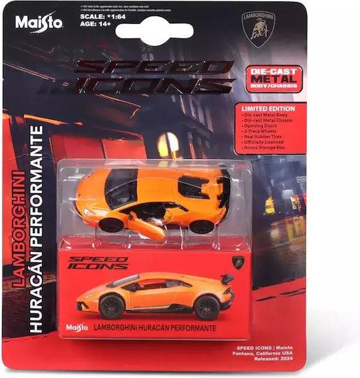 Maisto Metal Car Speed Icons Lamborghini Huracan Performance Orange Scale 1 to 64