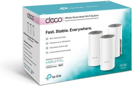 TP-LINK Deco E4 v1 WiFi Mesh Network Access Point Wi‑Fi 5 Dual Band (2.4 & 5GHz) in Triple KIt