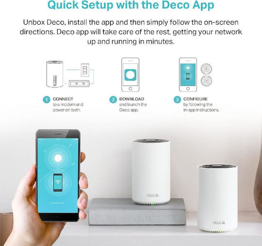 TP-LINK Deco XE75 Pro v2 Access Point with Mesh Wi‑Fi 6E Dual Band (2.4 & 5GHz) Double Kit