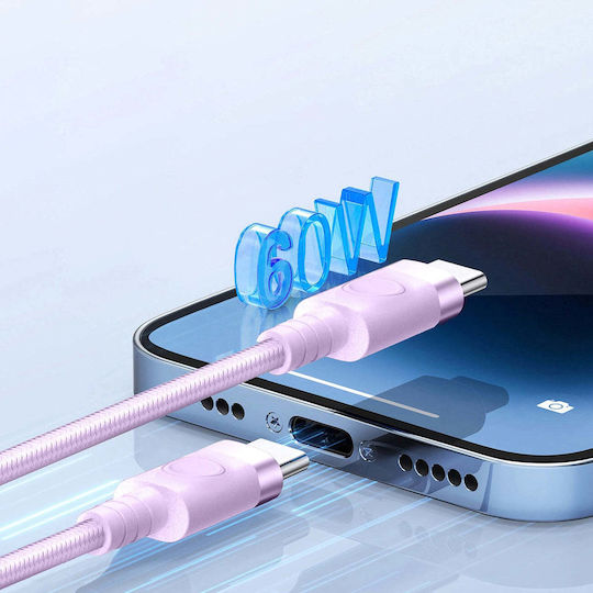 Orico USB 2.0 Cable USB-C male - USB-C 60W PD Μωβ 1m