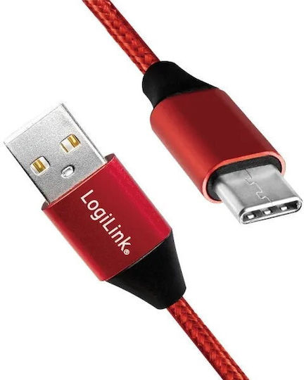LogiLink Редовна USB 2.0 Кабел USB-C мъжки - USB-A мъжки 15W Червен 1м (CU0148)