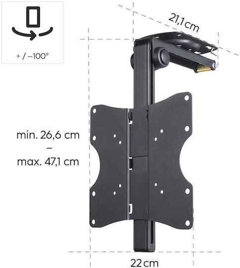 HAMA 00220876 Βάση Τηλεόρασης Οροφής έως 117" και 20kg Μαύρο