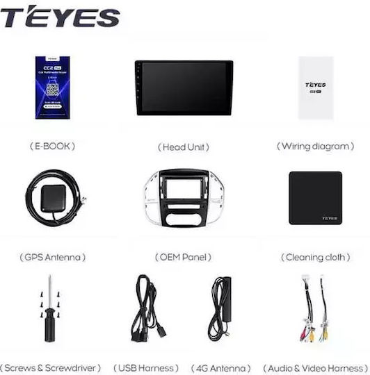Teyes Cc3 2k Navigație Auto Mercedes-Benz Vito 3 2014-2020 3+32GB 10.36" QLED Octa-Core 2GHz Android 4G Bluetooth 5.1 DSP
