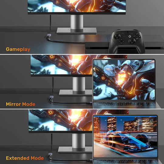 Unitek HDMI 2.1 Ultra High Speed 48Gbps 4K 120Hz HDR VRR Cable HDMI male - HDMI female 3m Μαύρο