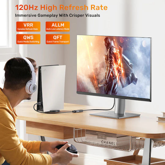 Unitek HDMI 2.1 Ultra High Speed 48Gbps 4K 120Hz HDR VRR Cable HDMI Male - HDMI Male 2m Black