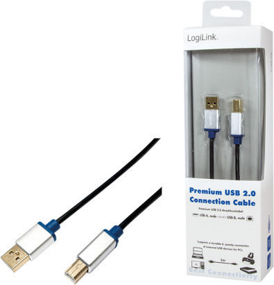 LogiLink USB 2.0 Cable USB-A male - USB-B male Μαύρο 2m BUAB220