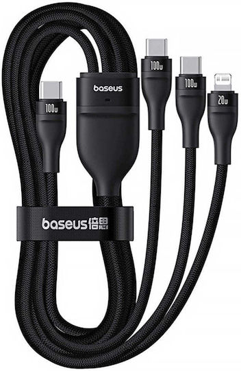Baseus Flash Series Regular USB to Type-C / Lightning Cable 3.5A Μαύρο 1.5m