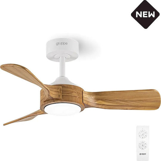 Gruppe F42206 Ceiling Fan 106cm with Light Fixture Brown / White