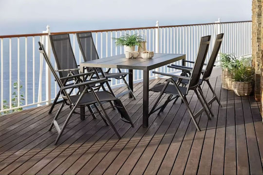 Scaun de exterior Metalic Gri 4buc 70x57x106cm