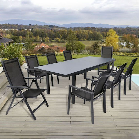 Scaun de exterior Metalic Gri 4buc 70x57x106cm
