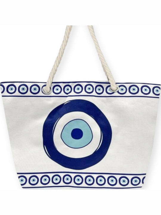 ShuShu Stoff Strandtasche Weiß