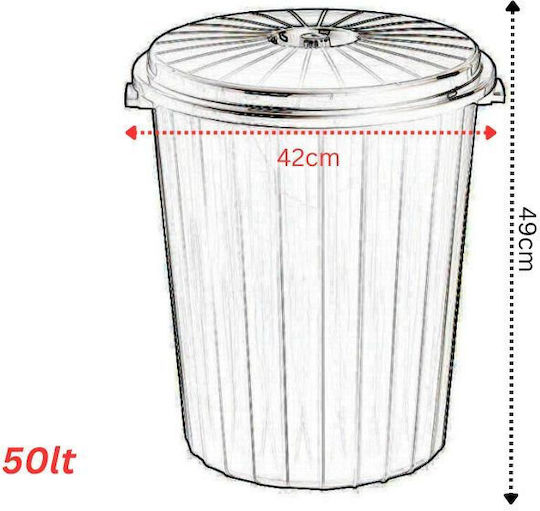 Ugurlar Plastic Waste Bin 50lt Black