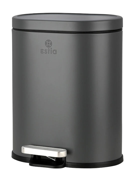 Ovoid 02-21443 Metallic Bathroom Bin Soft Close 6lt Gray