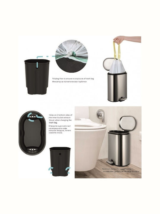 Inter Ceramic Metallisch Set aus Toilettenbürste und Mülleimer für das Badezimmer Schwarz